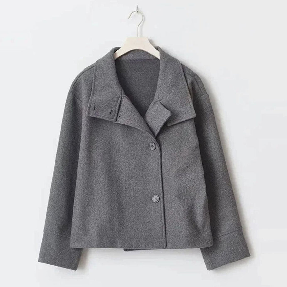 Women's Short Wool-Blend High Collar Button-Up Coat