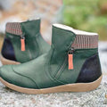 Women's Side-Zip Flat Ankle Boots Colorblock - Green