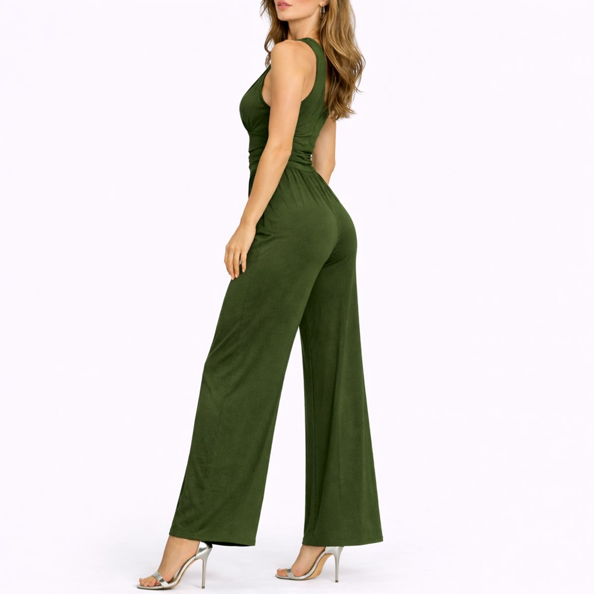 Women's Deep V-Neck Wide-Leg Jumpsuit