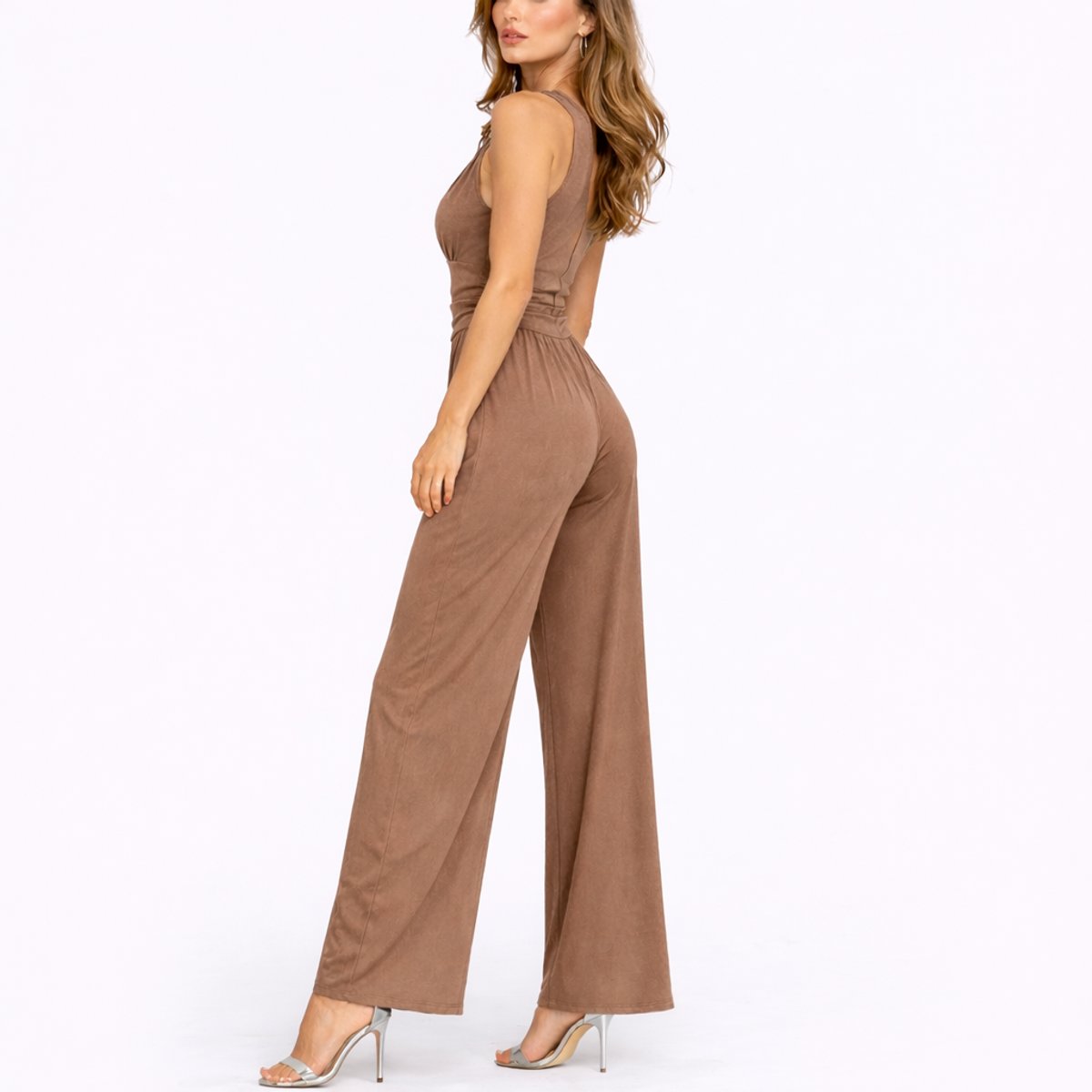Women's Deep V-Neck Wide-Leg Jumpsuit