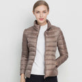 Women's Slim-Fit Lightweight Puffer Coat - Beige