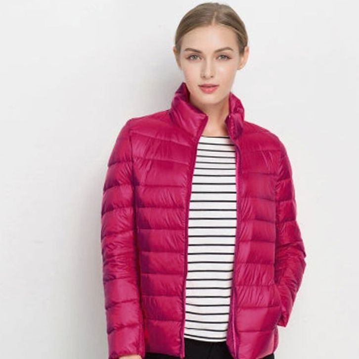 Women's Slim-Fit Lightweight Puffer Coat - Purple