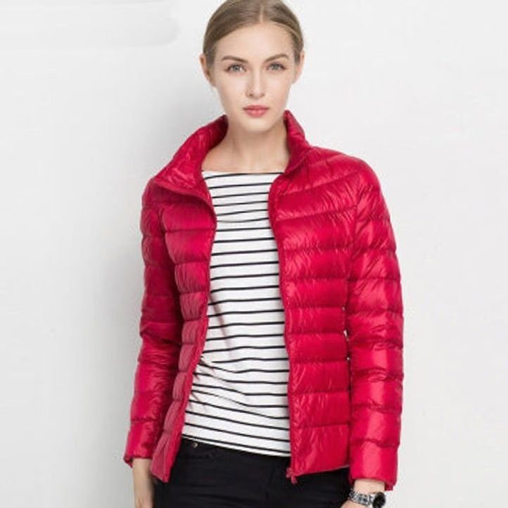 Women's Slim-Fit Lightweight Puffer Coat - Red