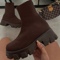 Women's Pull-On Knit Sock Boots with Lug Sole - Green