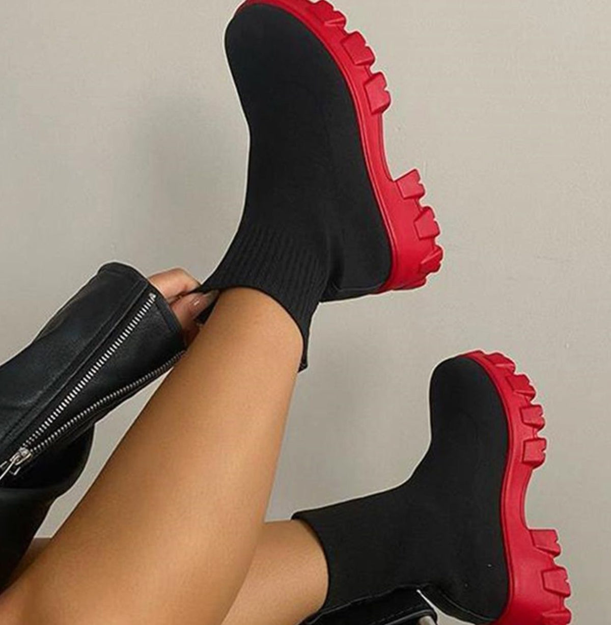 Women's Pull-On Knit Sock Boots with Lug Sole