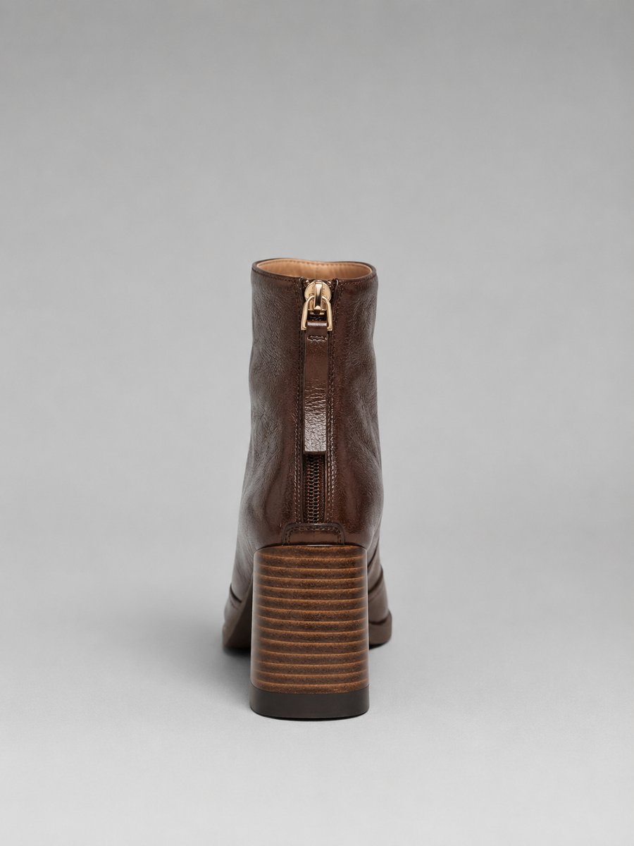 Women's Square-Toe Block-Heel Faux Leather Boots