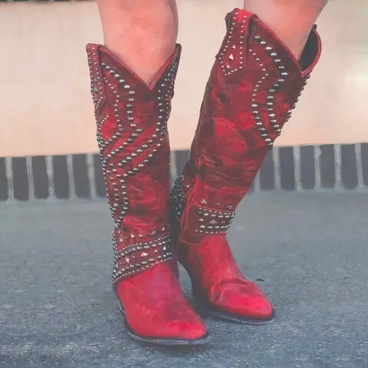 Women's Studded Western Knee High Boots