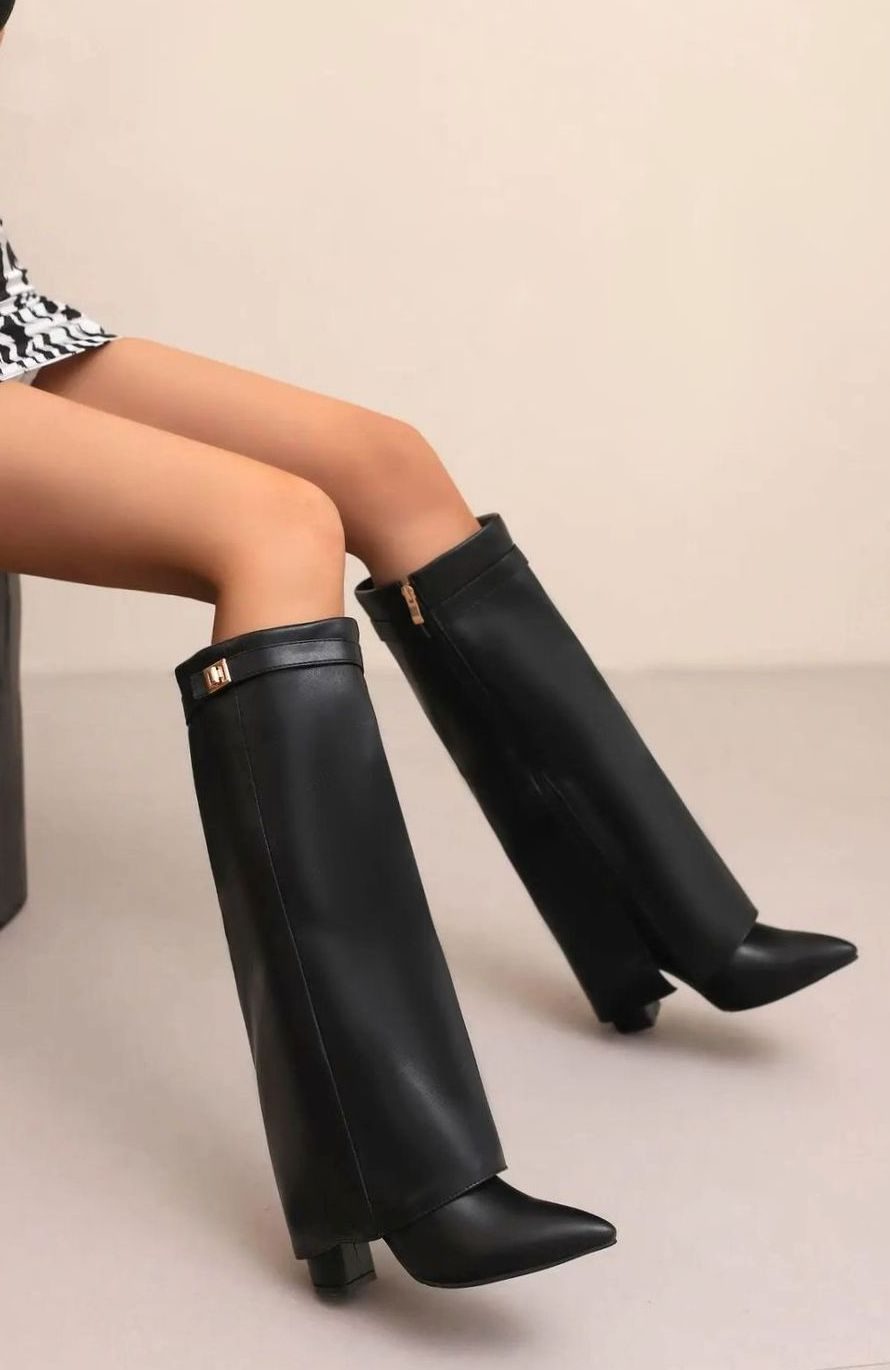 Women's Suede Knee-High Buckle Strap Boots
