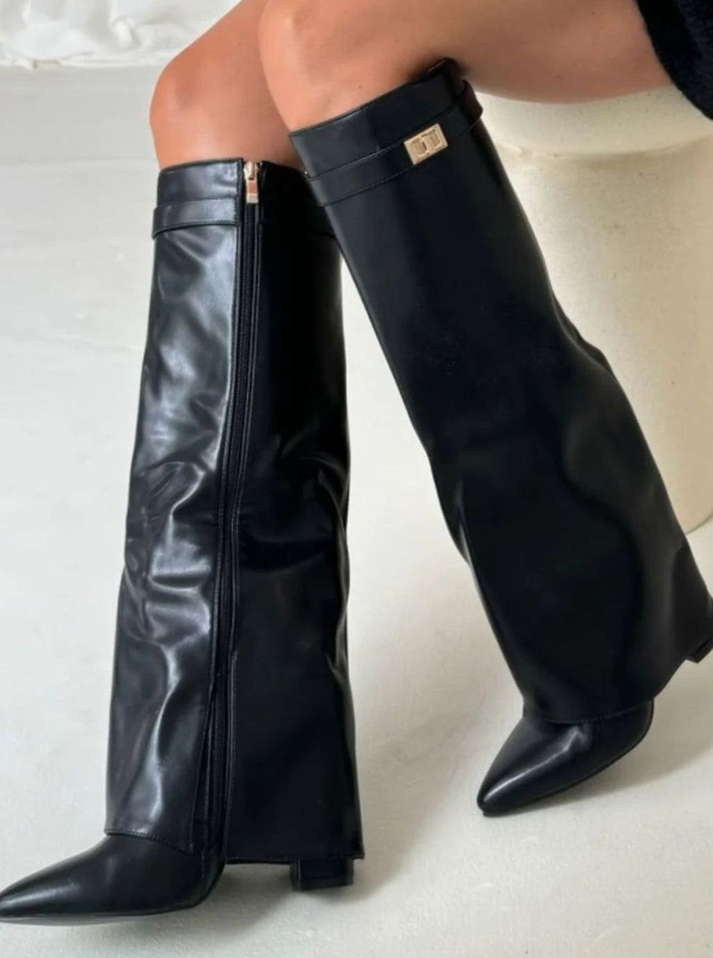 Women's Pointed-Toe Wedge Suede Tall Boots