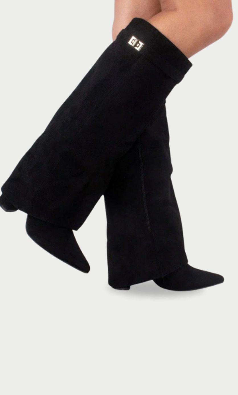 Women's Pointed-Toe Wedge Suede Tall Boots