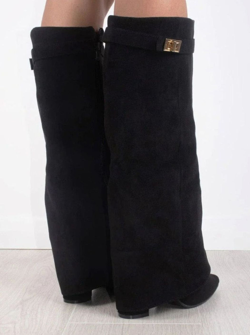 Women's Pointed-Toe Wedge Suede Tall Boots