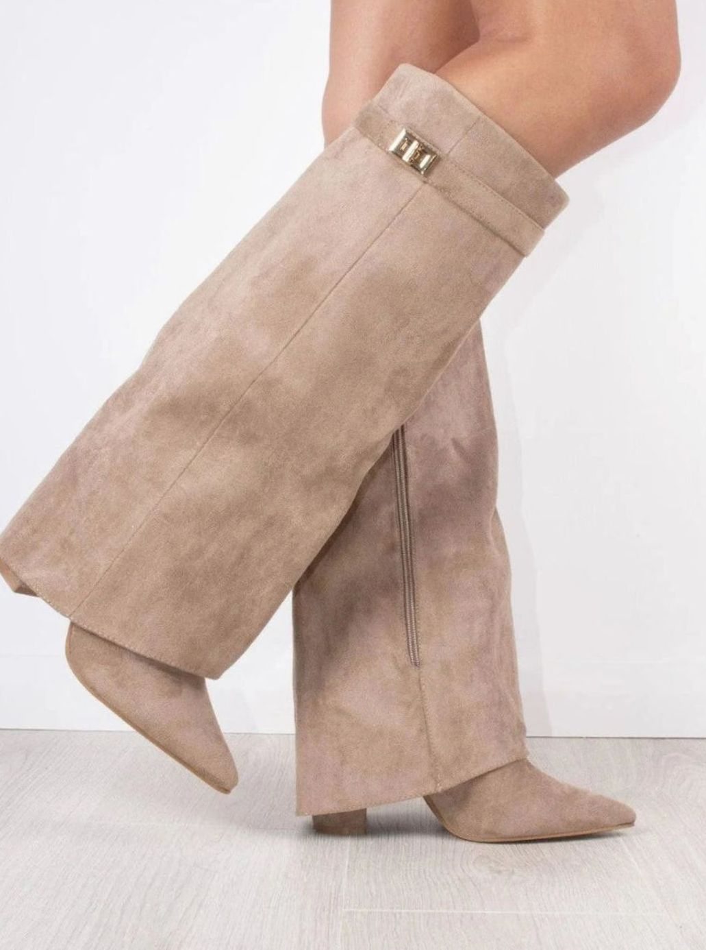 Women's Pointed-Toe Wedge Suede Tall Boots