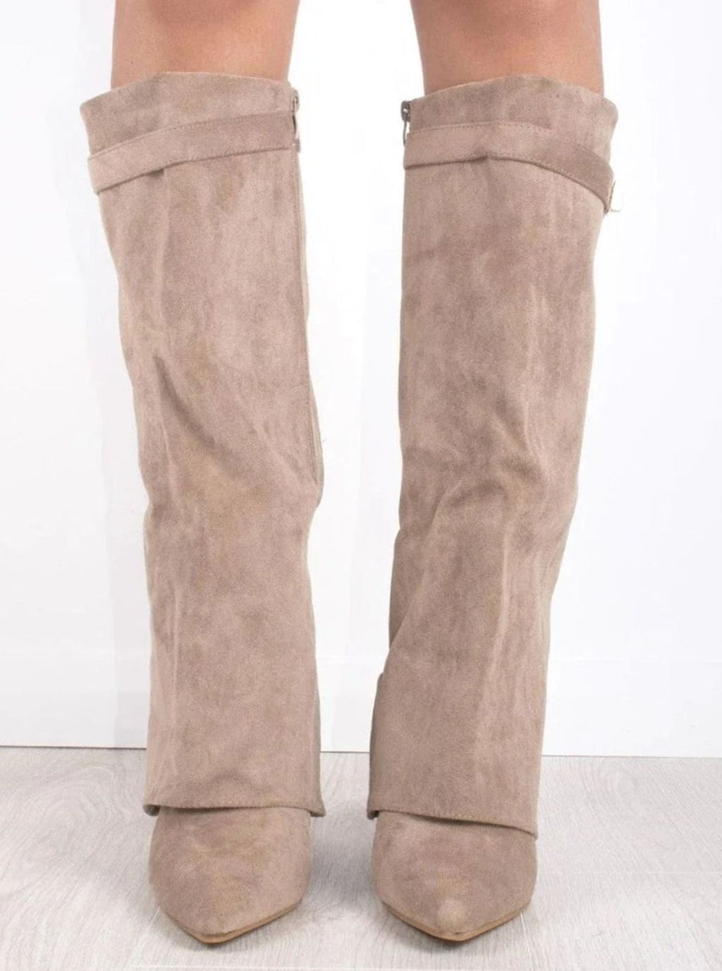 Women's Pointed-Toe Wedge Suede Tall Boots