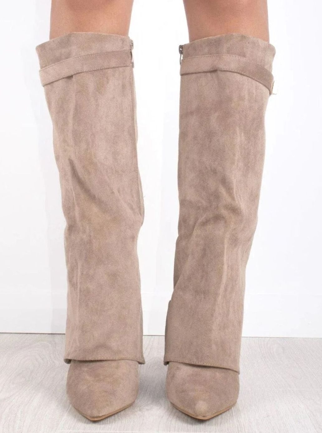 Women's Pointed-Toe Wedge Suede Tall Boots