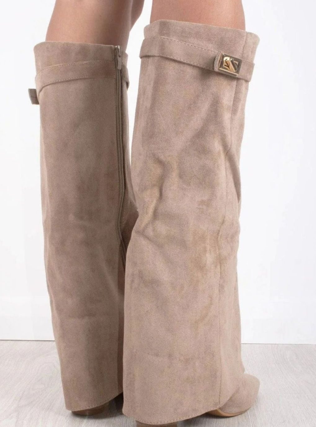Women's Pointed-Toe Wedge Suede Tall Boots