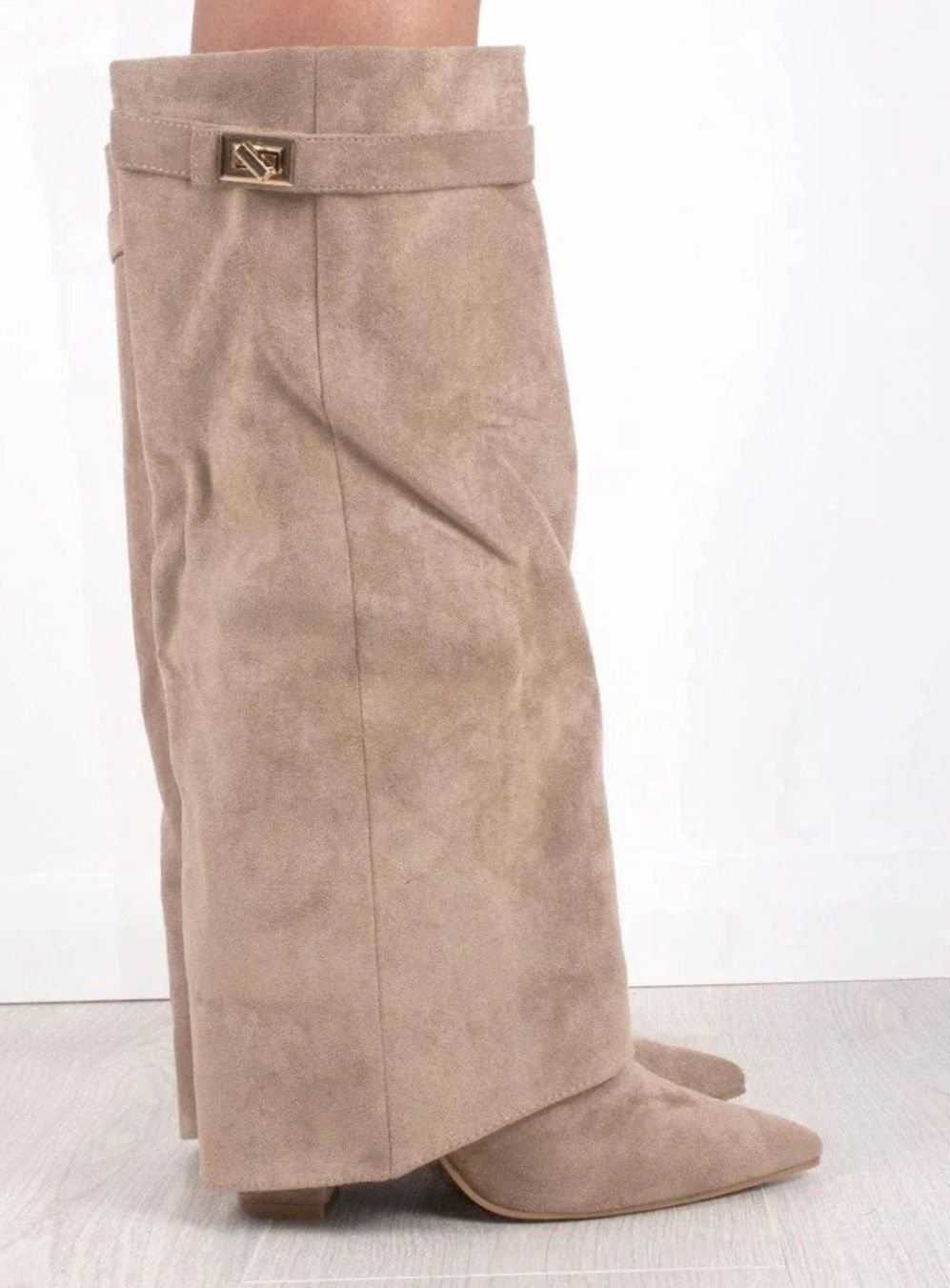 Women's Pointed-Toe Wedge Suede Tall Boots