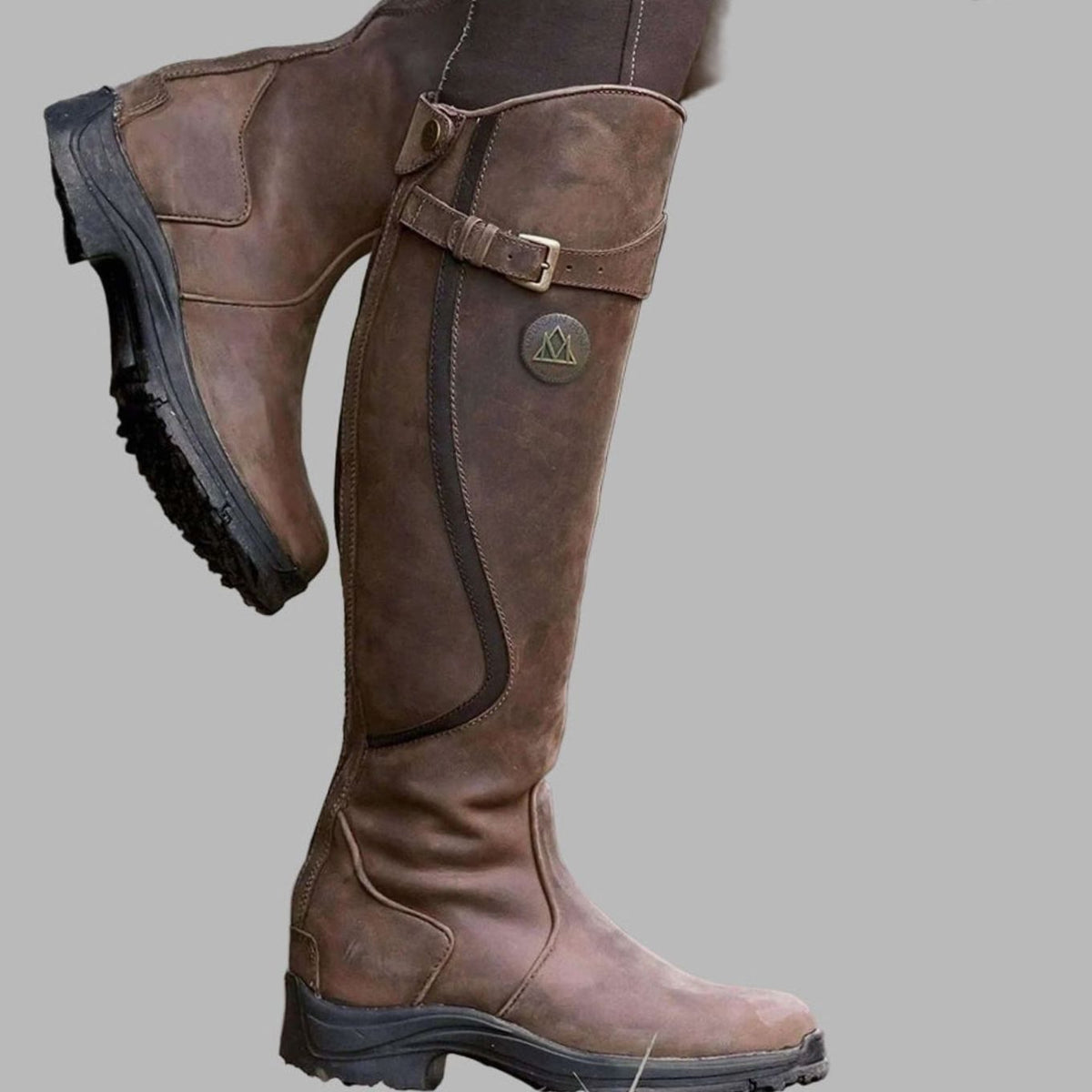 Women's Lug Sole Tall Leather Hiking Boots - Dark Brown