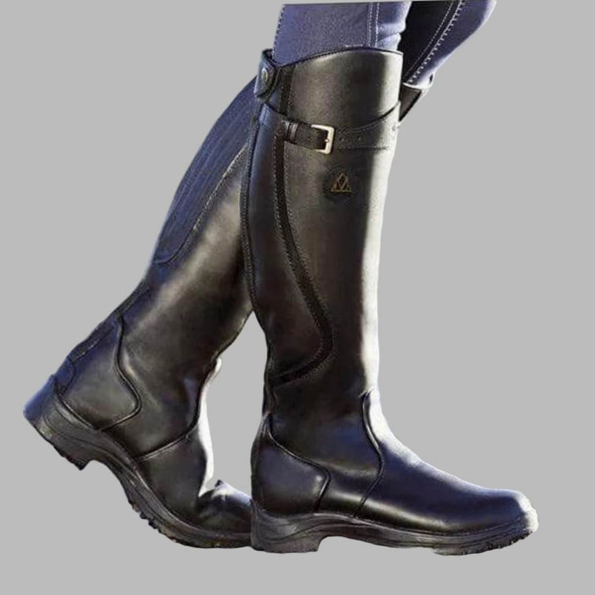 Women's Lug Sole Tall Leather Hiking Boots - Black