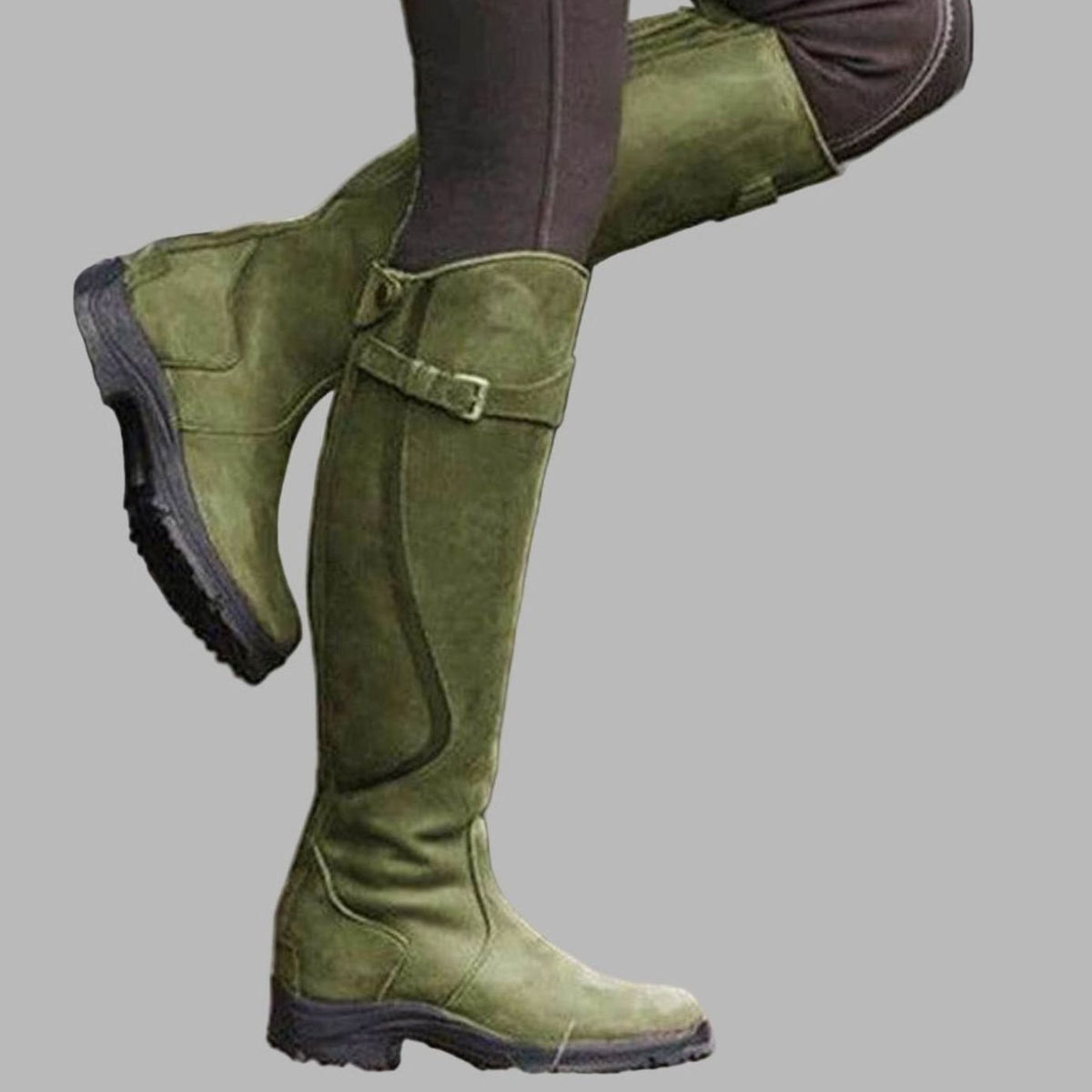 Women's Lug Sole Tall Leather Hiking Boots - Green