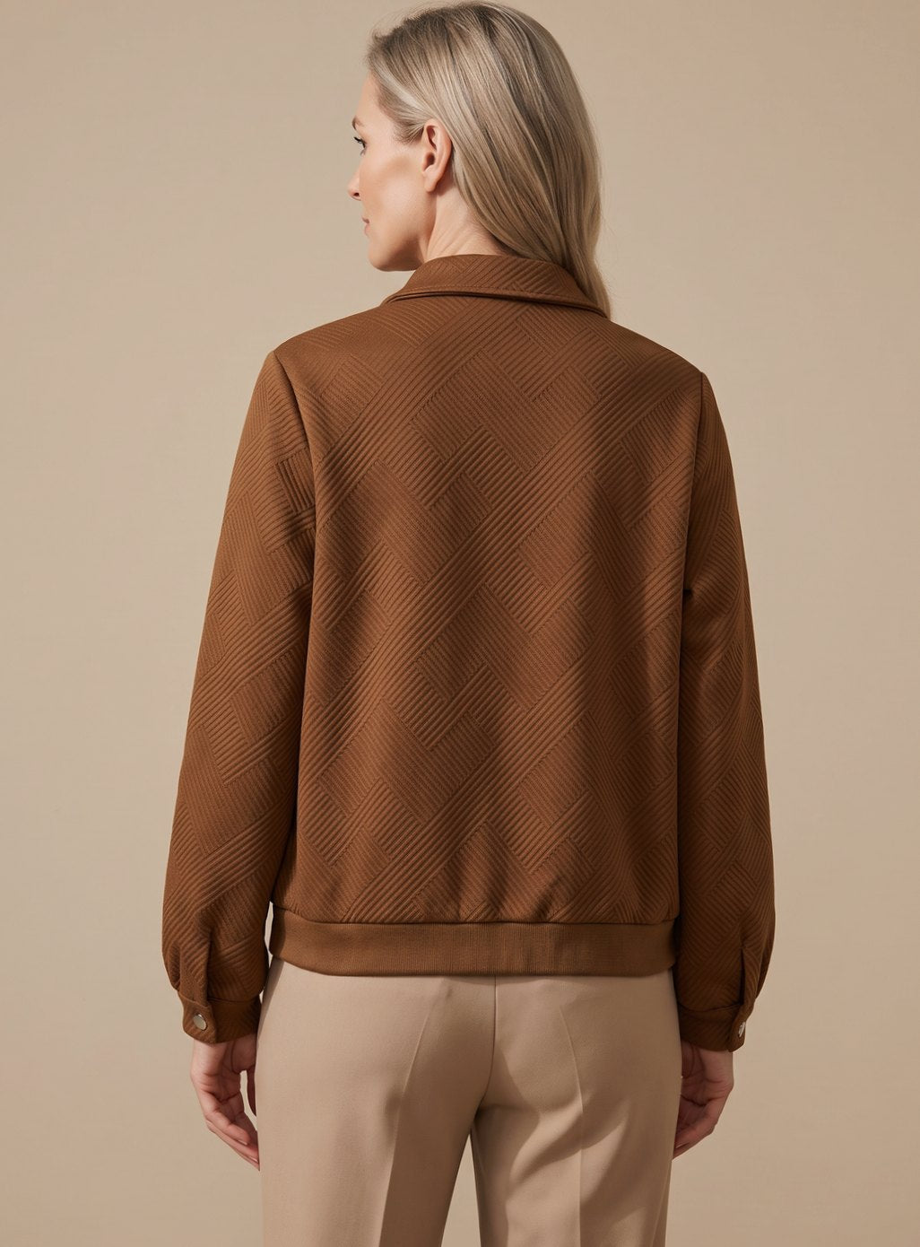 Women's Textured Zip-Up Bomber Jacket