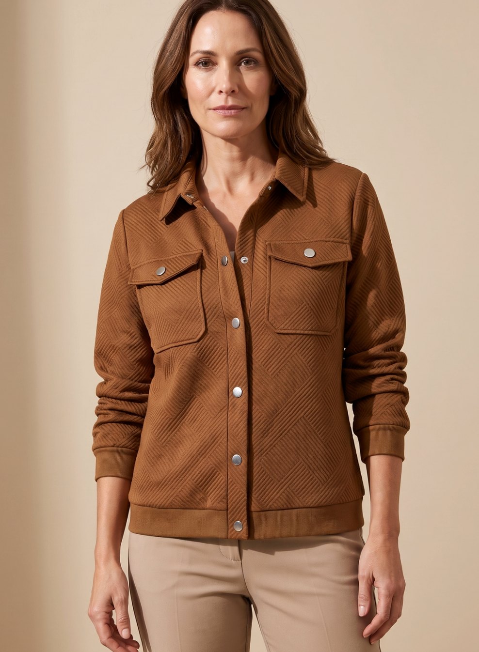 Women's Textured Zip-Up Bomber Jacket