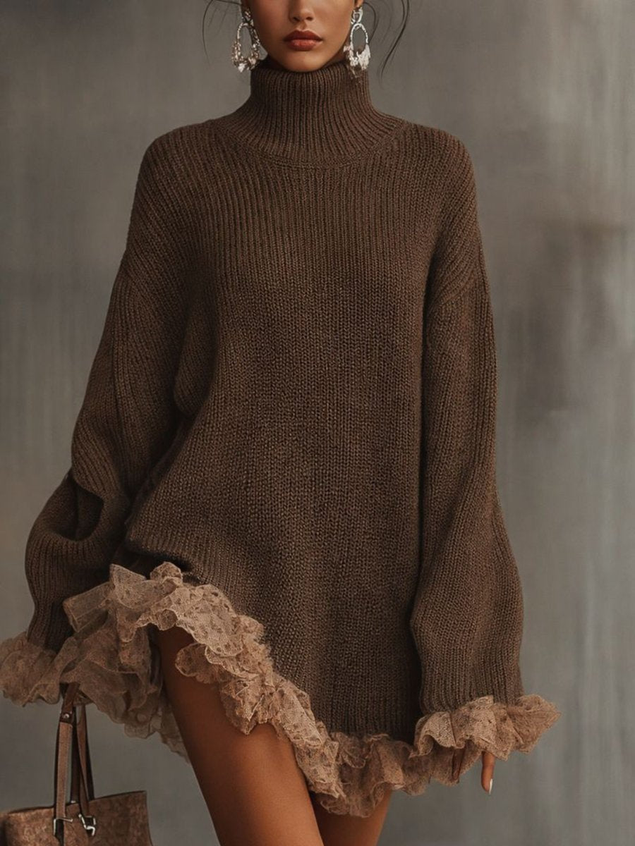 Women's Oversized Turtleneck Sweater Dress