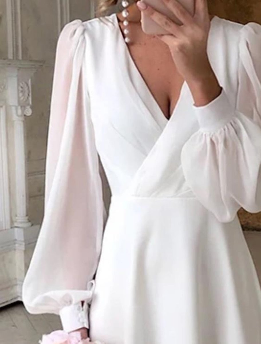 Women's Puff Sleeve Wedding Guest Midi Dress