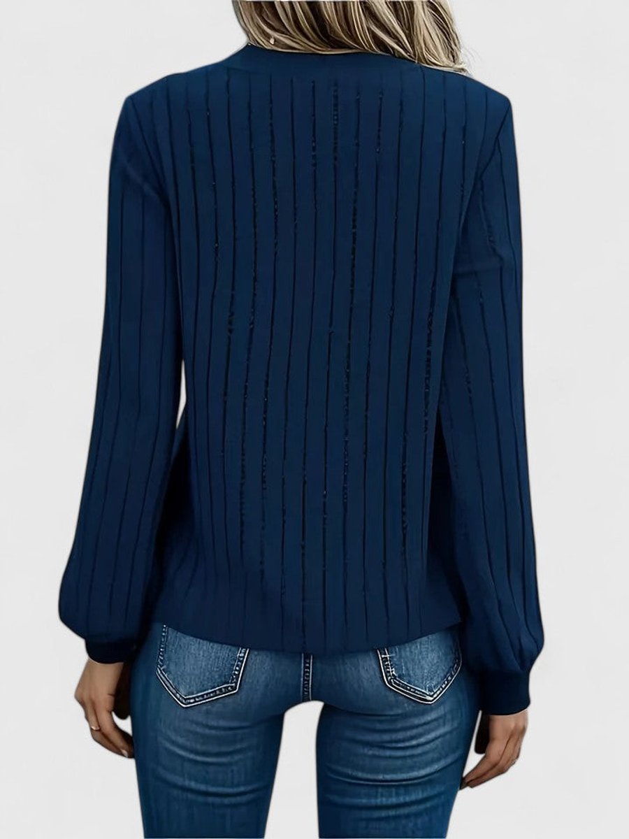Women's V-Neck Ribbed Cable Knit Sweater