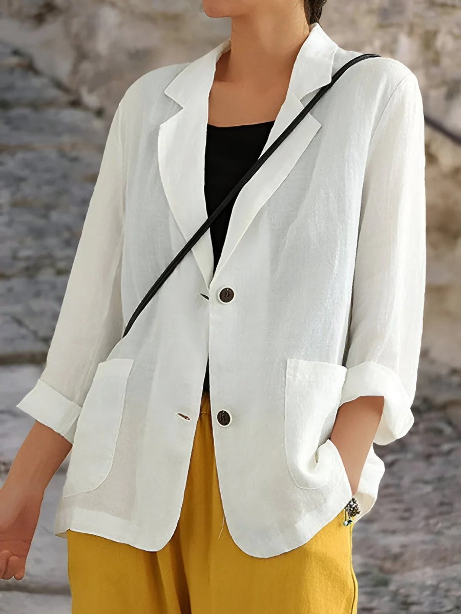 Women's Casual Linen Blazer Vest Jacket