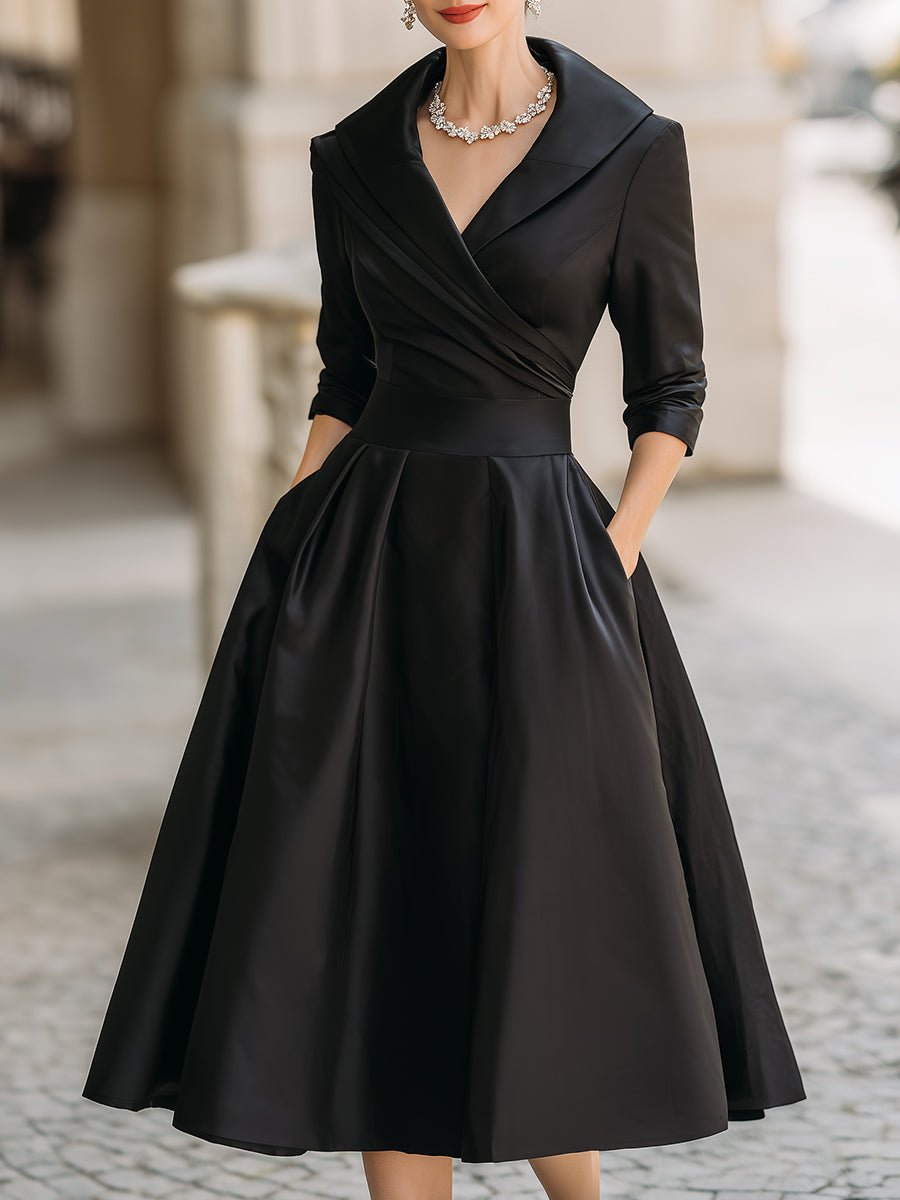 Women's Vintage Wrap Cocktail Midi Dress