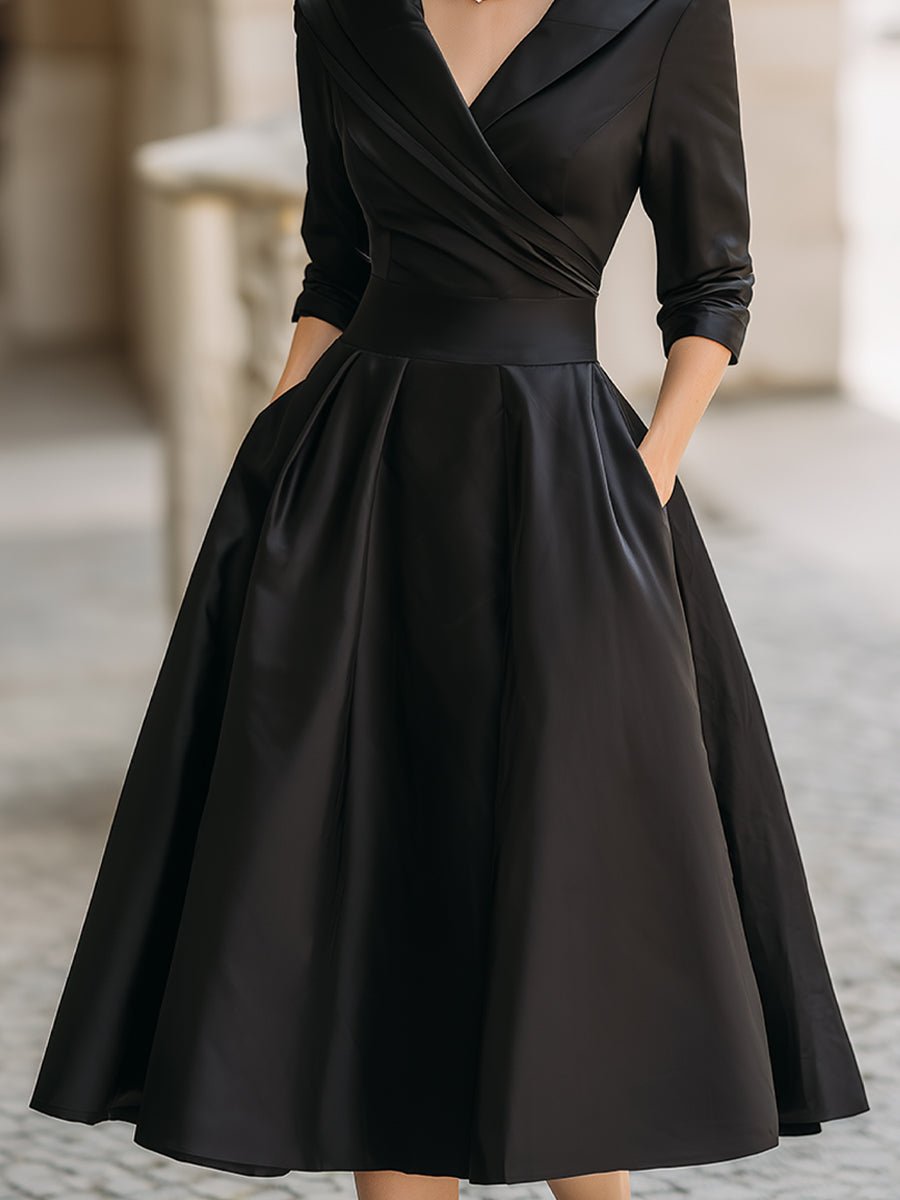 Women's Vintage Wrap Cocktail Midi Dress