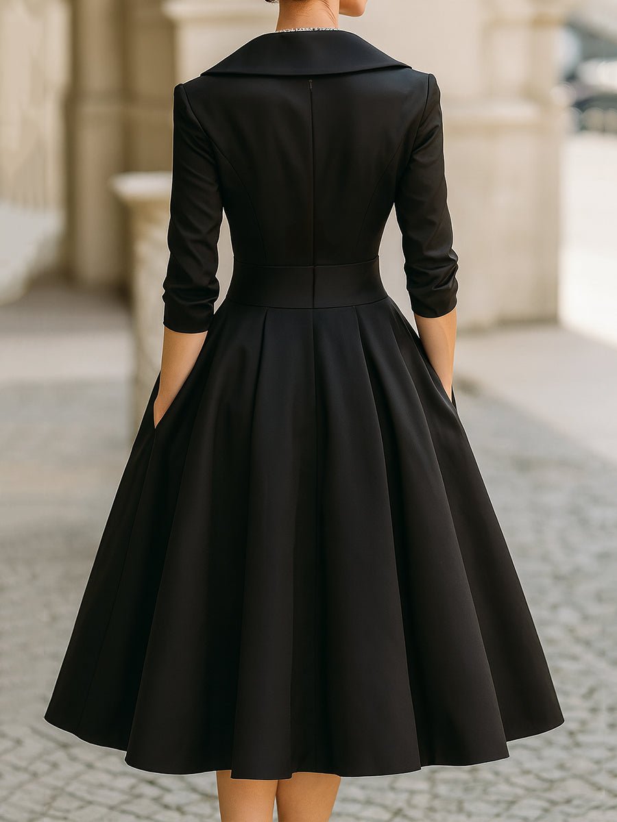 Women's Vintage Wrap Cocktail Midi Dress