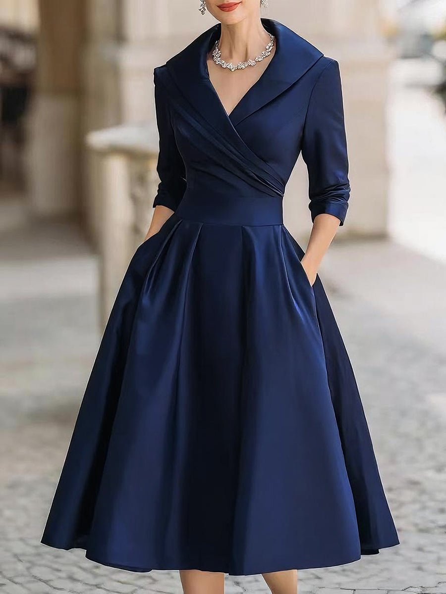 Women's Vintage Wrap Cocktail Midi Dress