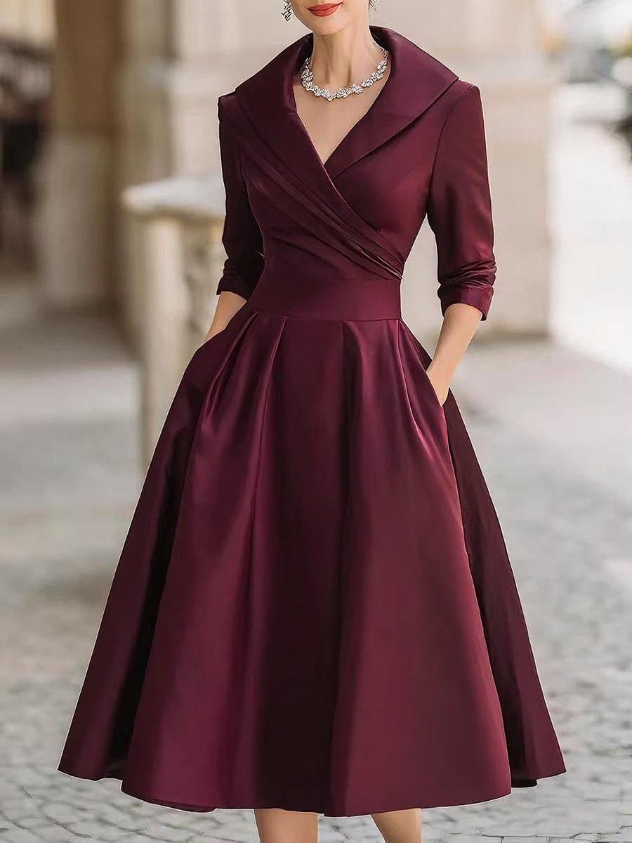 Women's Vintage Wrap Cocktail Midi Dress