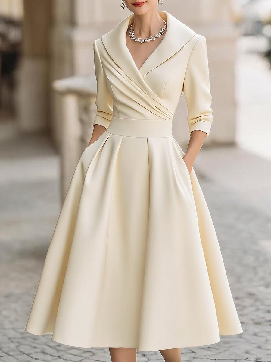 Women's Vintage Wrap Cocktail Midi Dress