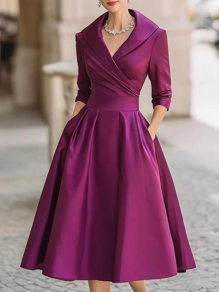 Women's Vintage Wrap Cocktail Midi Dress