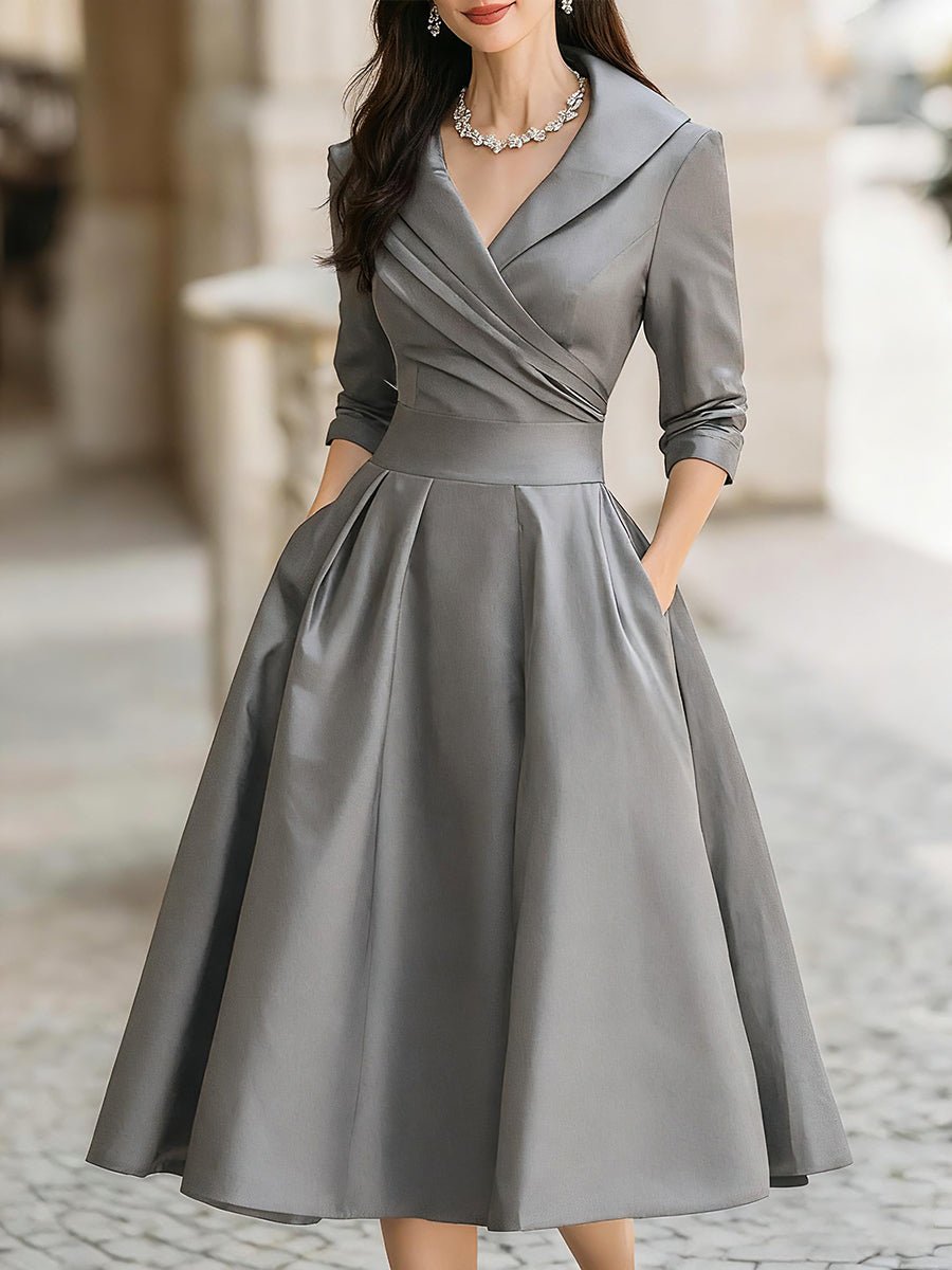 Women's Vintage Wrap Cocktail Midi Dress