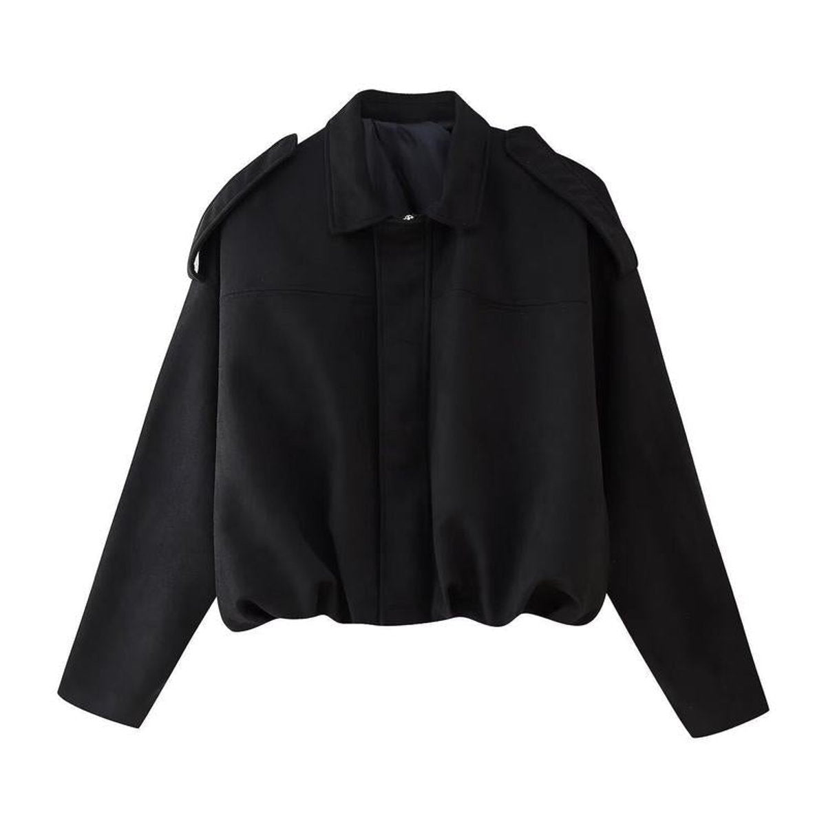 Women's Oversized Faux Suede Bomber Jacket - Black