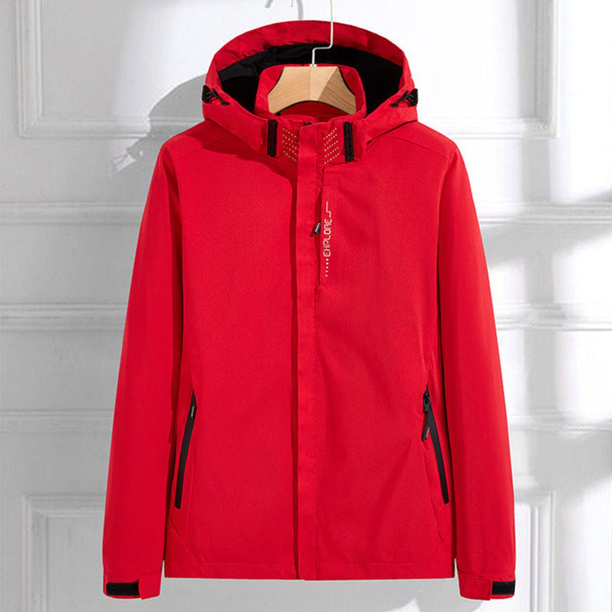 Women's Waterproof Hooded Rain Jacket - Red