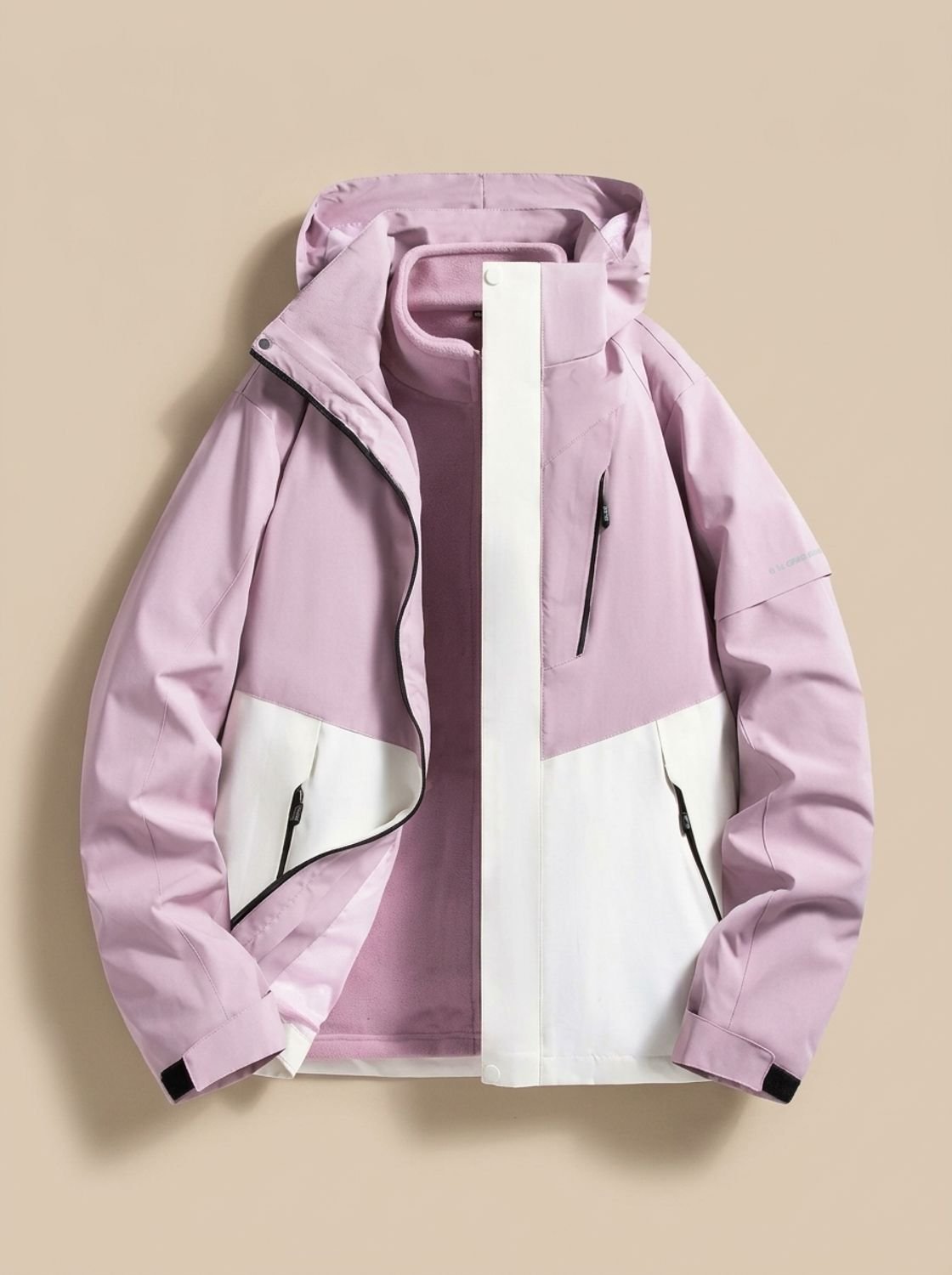 Women's Water-Repellent Winter Jacket with Detachable Hood - Lavender