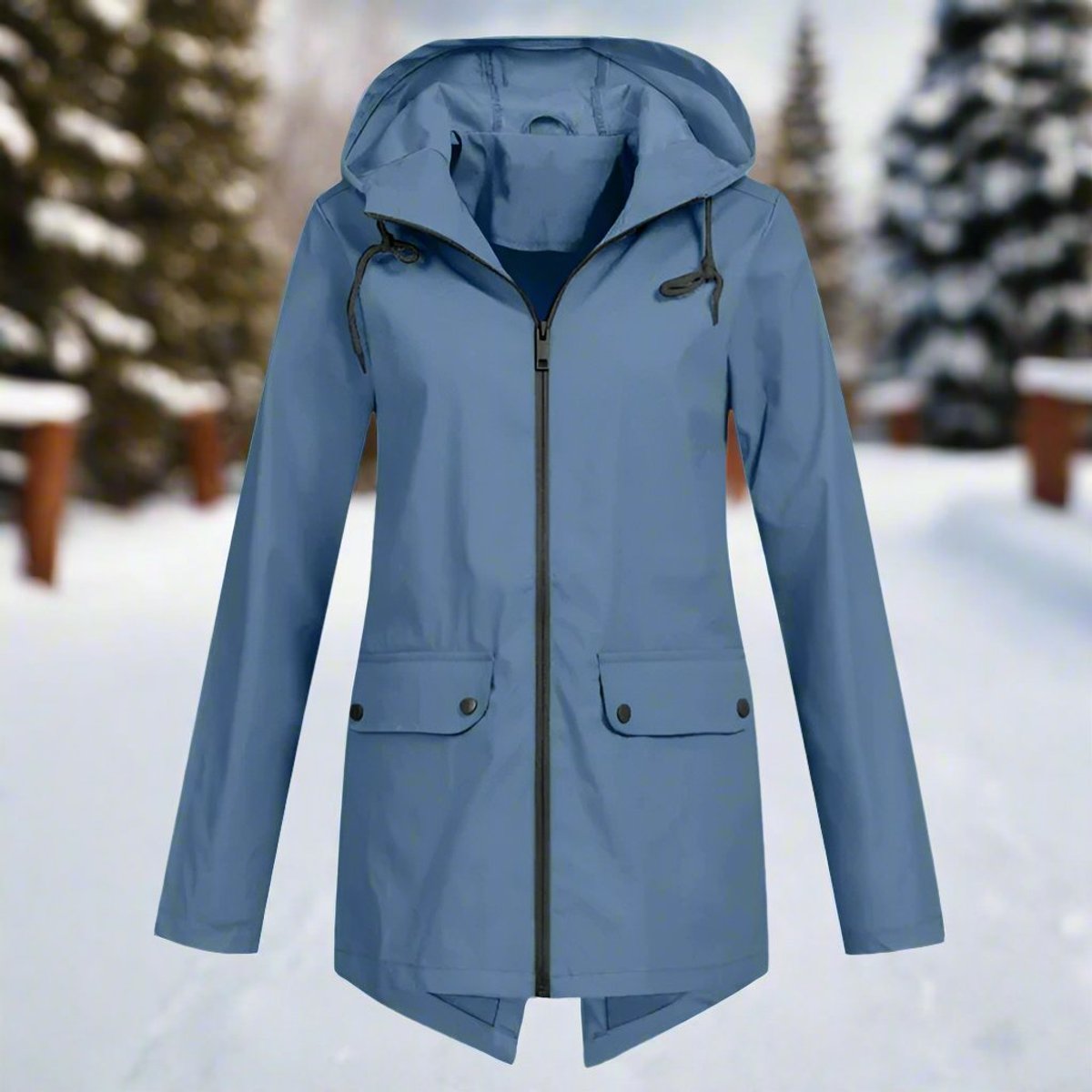 Women's Waterproof Longline Rain Jacket - Blue