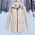 Women's Waterproof Longline Rain Jacket - Apricot