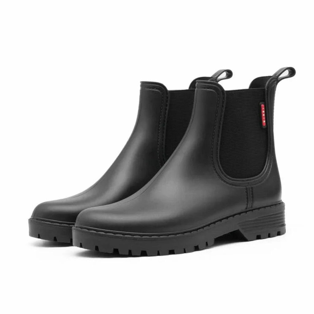 Women's Insulated Waterproof Rubber Chelsea Boots - Black