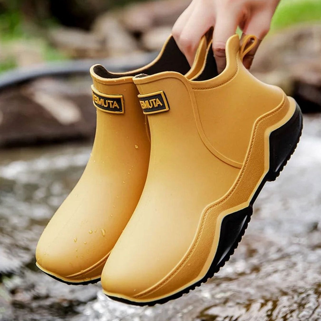 Women's Waterproof Slip-On Chelsea Rain Boots - Black