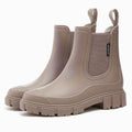 Women's Waterproof Lug-Sole Chelsea Rain Boots - Brown
