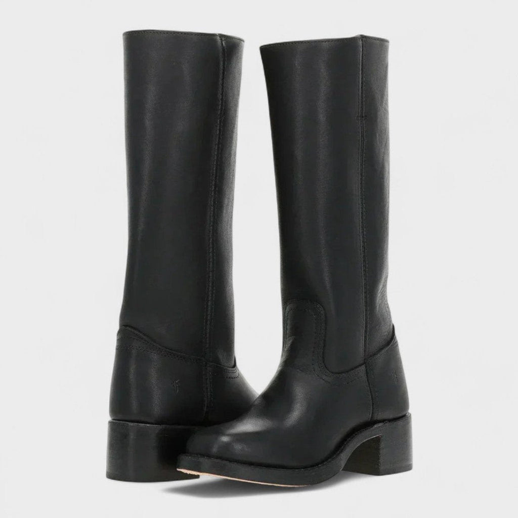 Women's Western Leather Knee High Boots Block Heel