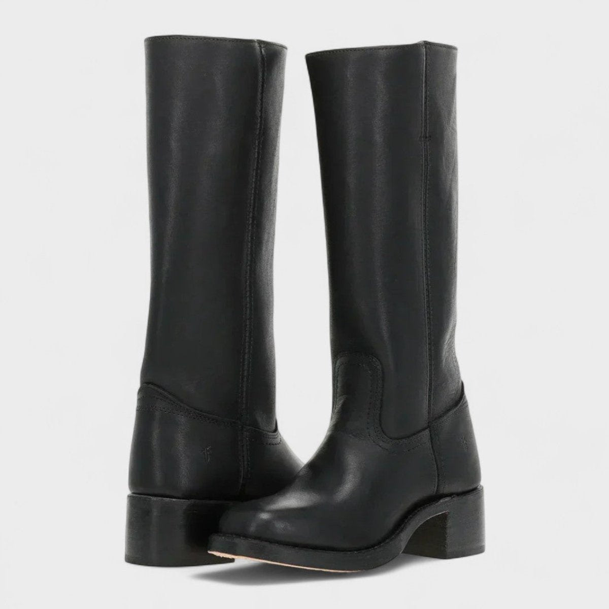 Women's Western Leather Knee High Boots Block Heel