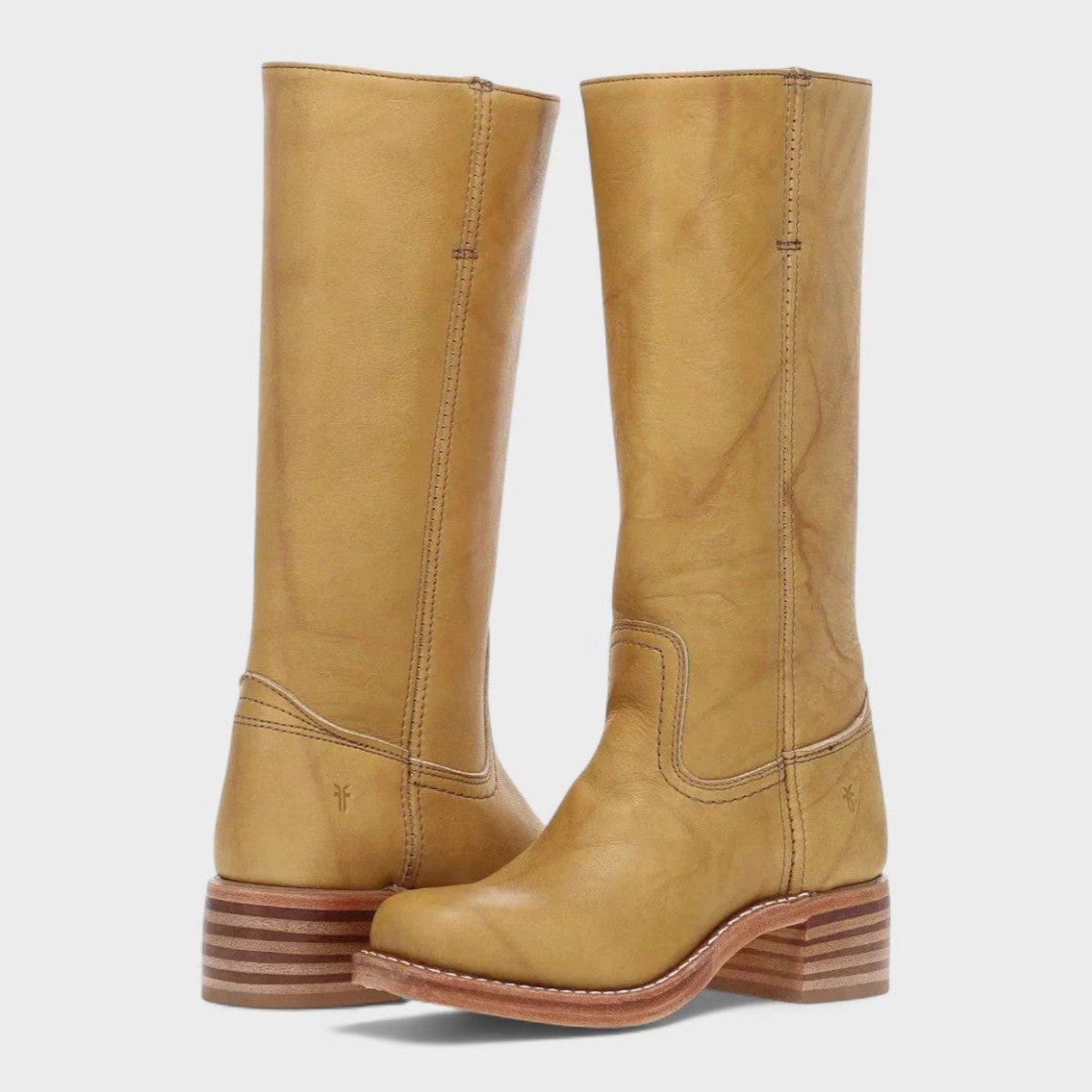 Women's Western Leather Knee High Boots Block Heel