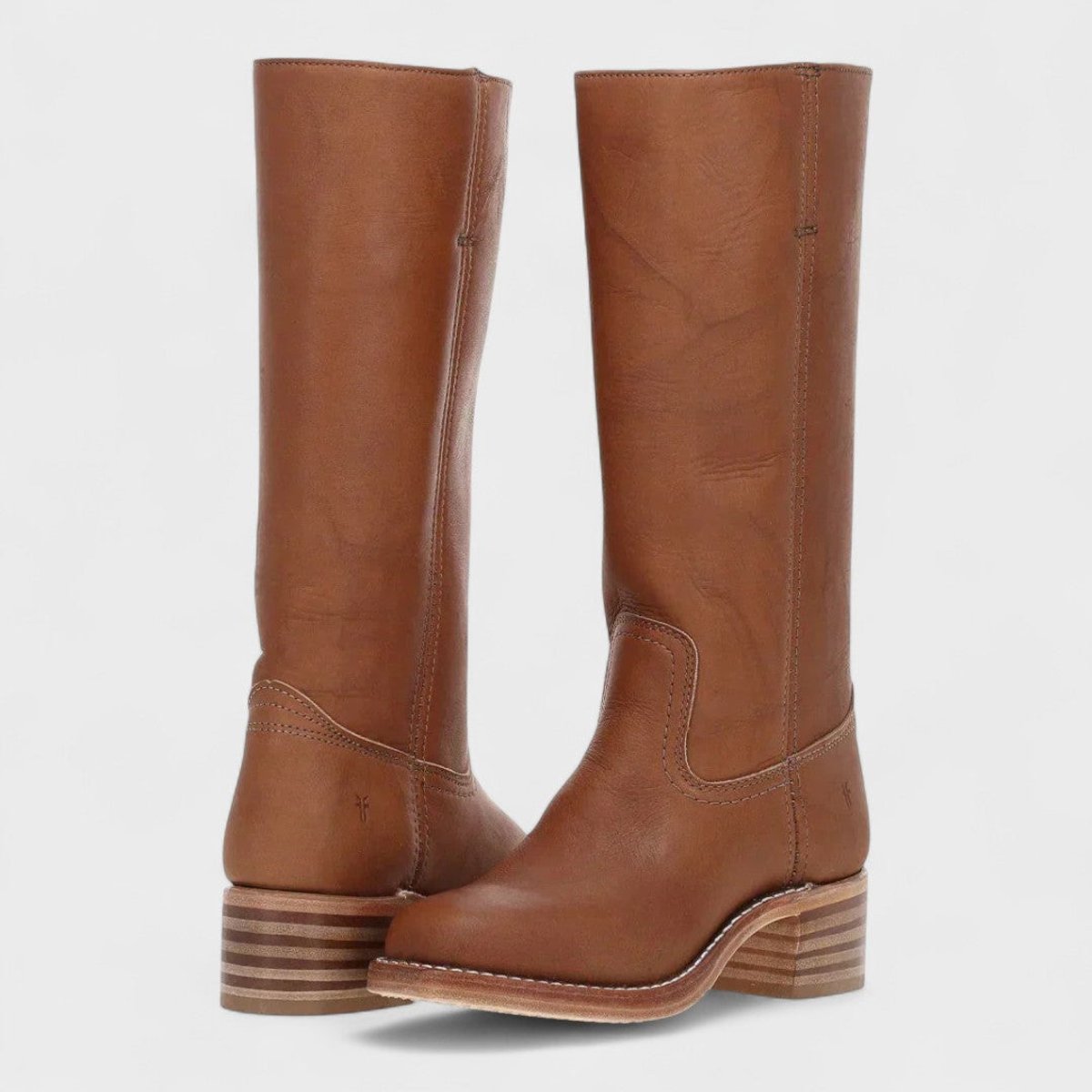 Women's Western Leather Knee High Boots Block Heel