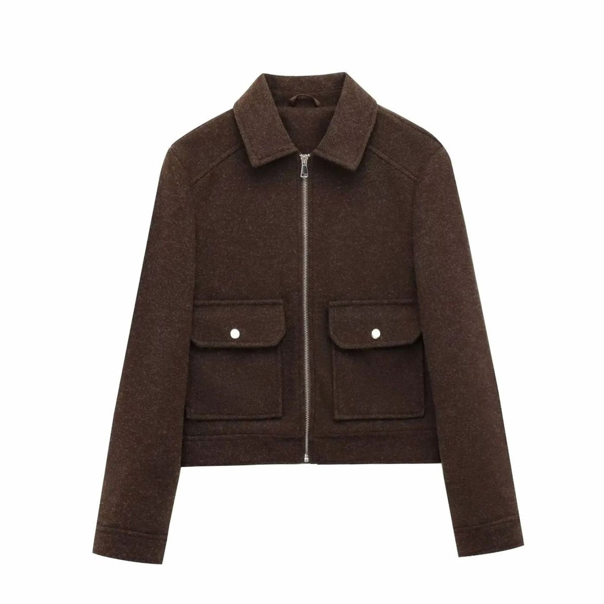 Women's Wool Cropped Bomber Jacket - Green